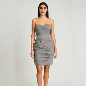 Monique Lhuillier Bridesmaids Dress Size 4 Gray Strapless Ruched Cocktail‎